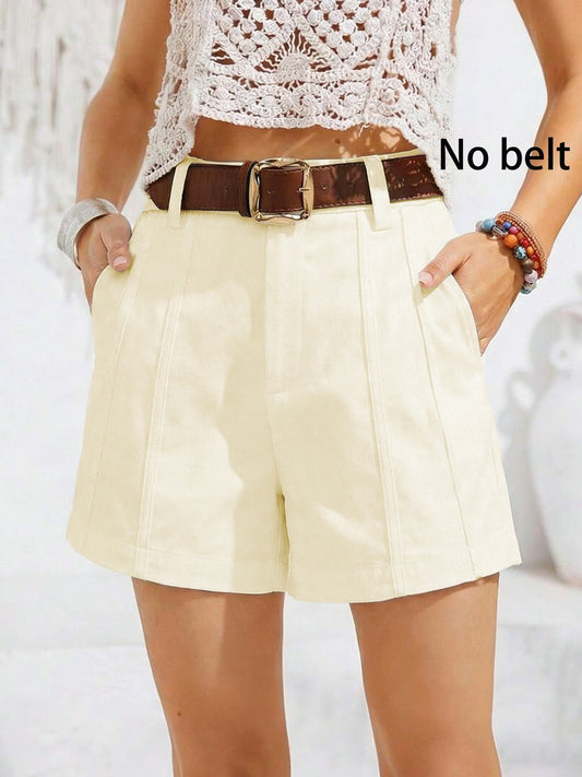 Կանացի առանց գոտի լայնաճակատ ամառային ամենօրյա տաբատներ գրպաններով