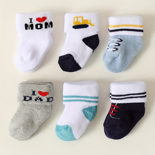 6/12 Pairs of Candy Color Youngsters's Socks Cute Youngsters Fleece Circle Warm Socks for Boys and Girls Autumn and Winter Short Socks