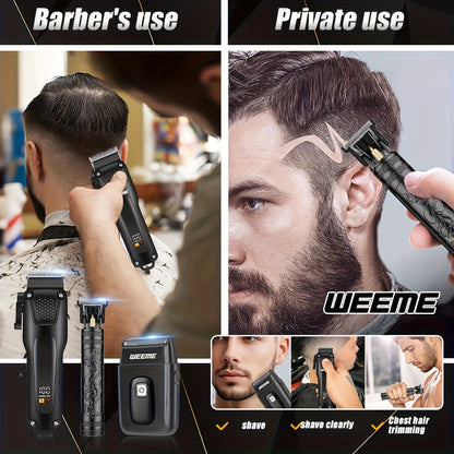 WEEME 2pcs/3pcs Grooming Kit Electric Hair Clipper + Beard Trimmer + Shaver + Nose Hair Trimmer, USB Rechargeable with LCD Display | Perfect Gift for Dad, Husband, Boyfriend (Father's Day/Birthday)