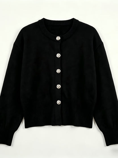 Women's Cozy Viscose Cardigan with Floral Button Detail