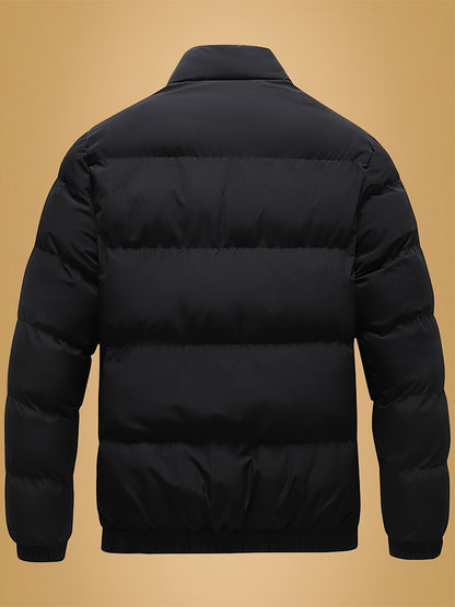 Տղամարդու ամուր ջերմային բաճկոն - Ձմեռային վերնազգեստ՝ կանգնած օձիքով և կայծակաճարմանդով, սև/սպիտակ վերարկու՝ գրվածքով - լվացքի մեքենայով լվացվող սառը եղանակի բաճկոն տղամարդկանց համար (առօրյա և պաշտոնական) - իդեալական է դահուկավազքի, սնոուբորդի համար