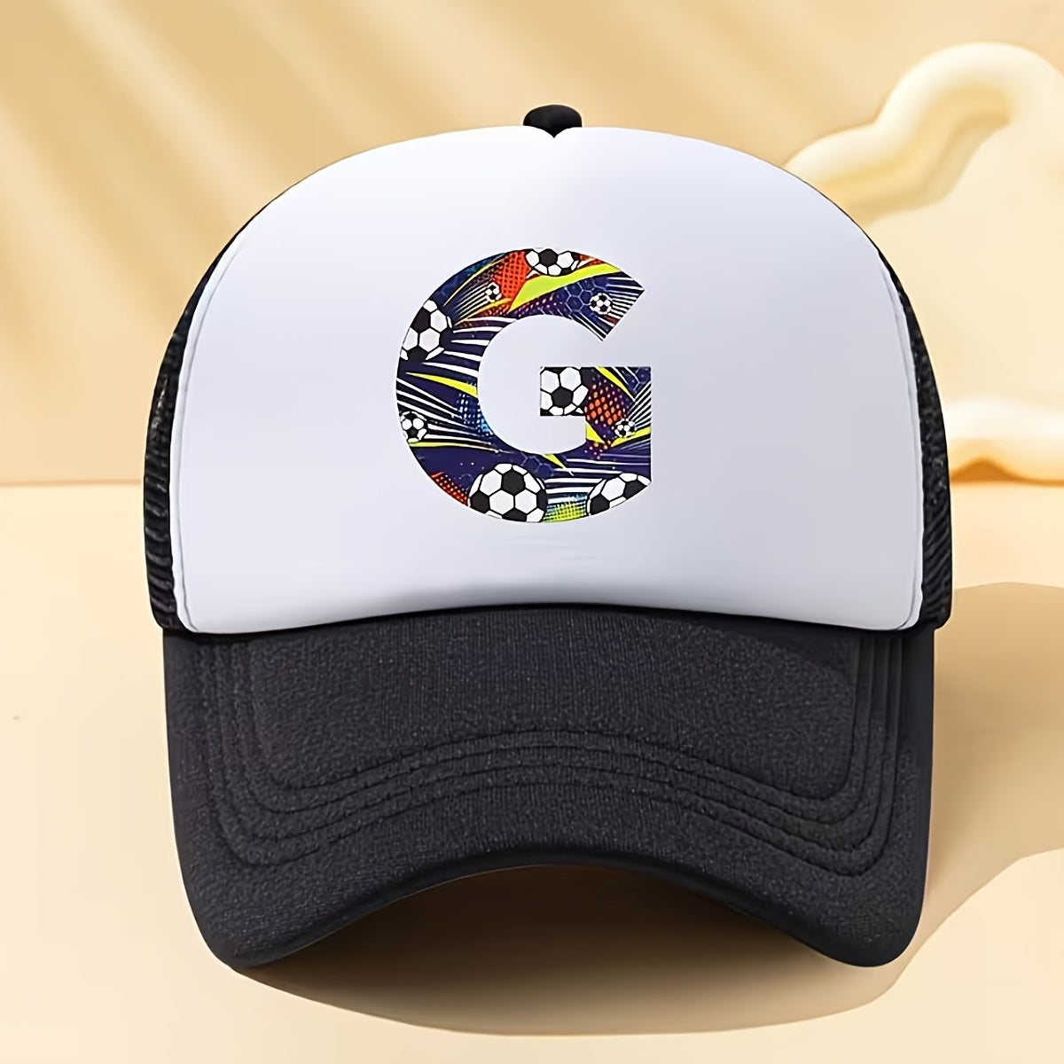 Boys' Breathable Soccer Alphabet Mesh Baseball Cap - Summer Style