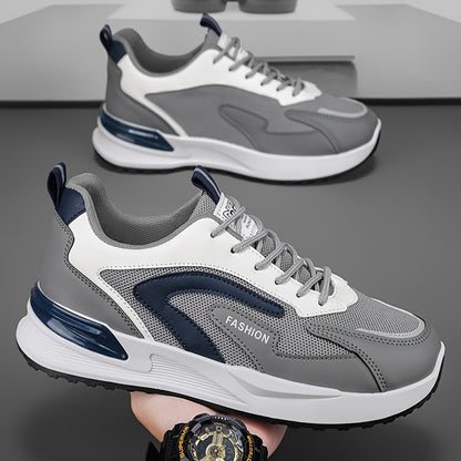Men's Thick-Soled Casual Sneakers with Lace-Up Design