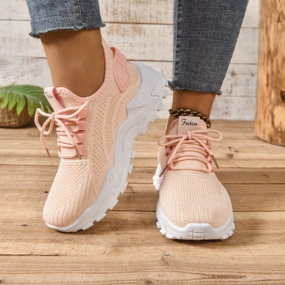 Կանացի առօրյա սպորտային կոշիկներ՝ շնչող գործվածքից վերնամասով, ռետինե ներբանով, ցածր գագաթով, պարզ մատով, բոլոր եղանակների հարմարավետ կոշիկներ, առօրյա հագուստ | Ժամանակակից առօրյա ոճ | Շնչող գործվածքից սպորտային կոշիկներ