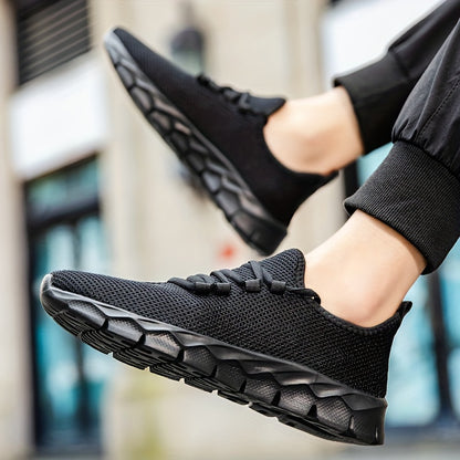 Men's Solid Slip On Sneakers, Breathable Lightweight Non Slip Casual Shoes For Outdoor Gym Workout Park Walking All Seasons Comfy