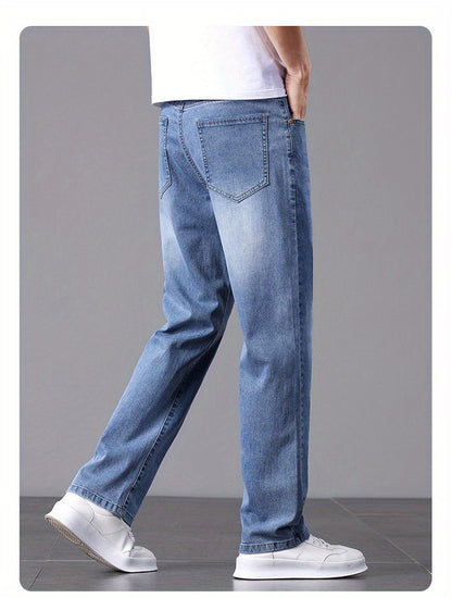 Men'S Stretchy Long Pants, Stylish And Versatile, Slim Fit, Breathable, Trendy Denim Trousers for Spring And Summer.