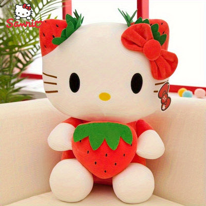 Sanrio Hello Kitty Y2K Style Plush Toy - Strawberry & Watermelon Fruit Design, Soft Polyester Cute Cartoon Character for Room Decor, Birthday Gift, 0+ Age