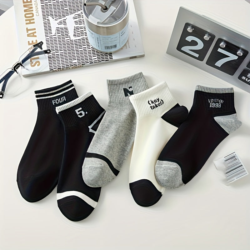 5 Pairs Of Women'S Fashion Pattern Anti Odor & Sweat Absorption Low Cut Socks, Comfy & Breathable Socks, For Daily & Outdoor Wearing, Spring And Summer