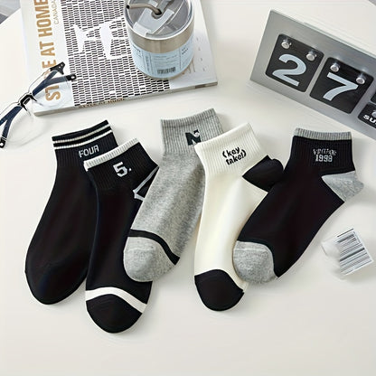 5 Pairs Of Women'S Fashion Pattern Anti Odor & Sweat Absorption Low Cut Socks, Comfy & Breathable Socks, For Daily & Outdoor Wearing, Spring And Summer