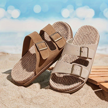 Men's Casual Outdoor Slip-On Sandals with Double Buckle