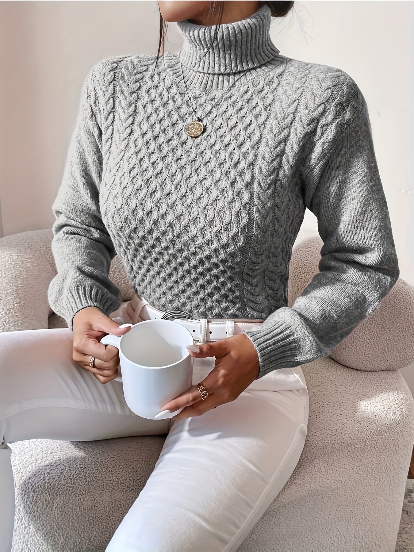 Women's High Neck Twisted Sweater
