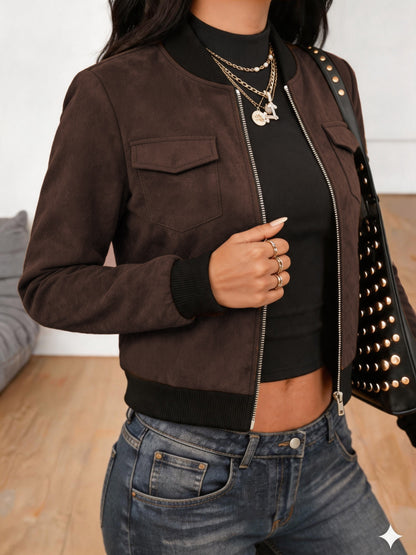 Women’s Casual Long-Sleeve Stand Collar Jacket