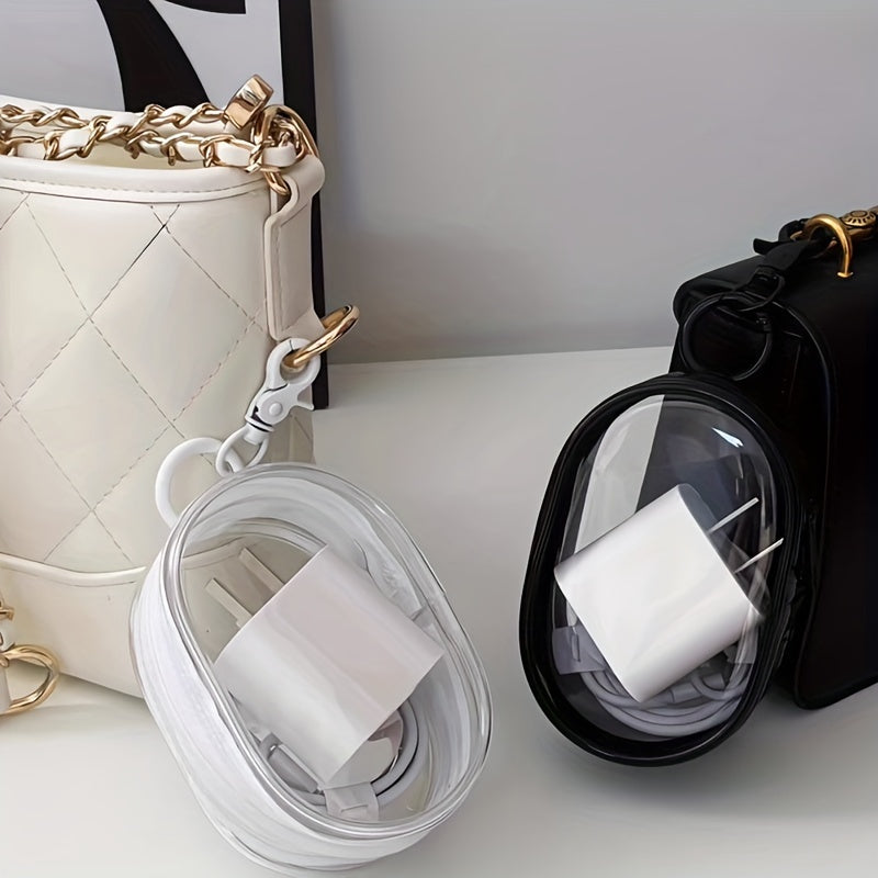 Compact Clear PVC Organizer Bag - շարժական պահեստ հեռախոսի լիցքավորիչների, ականջակալների, մալուխների և աքսեսուարների համար, դիմացկուն և անջրանցիկ