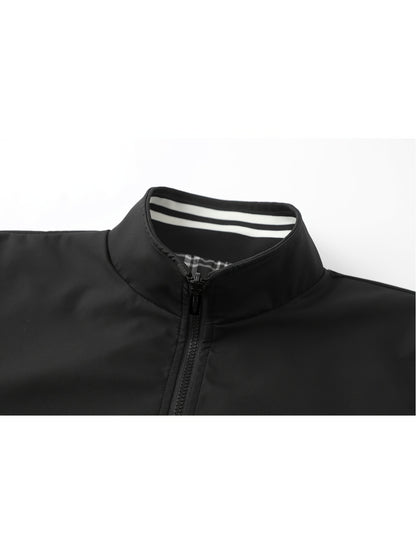 Men's Spring/Fall Stand Collar Jacket with Ribbed Hem