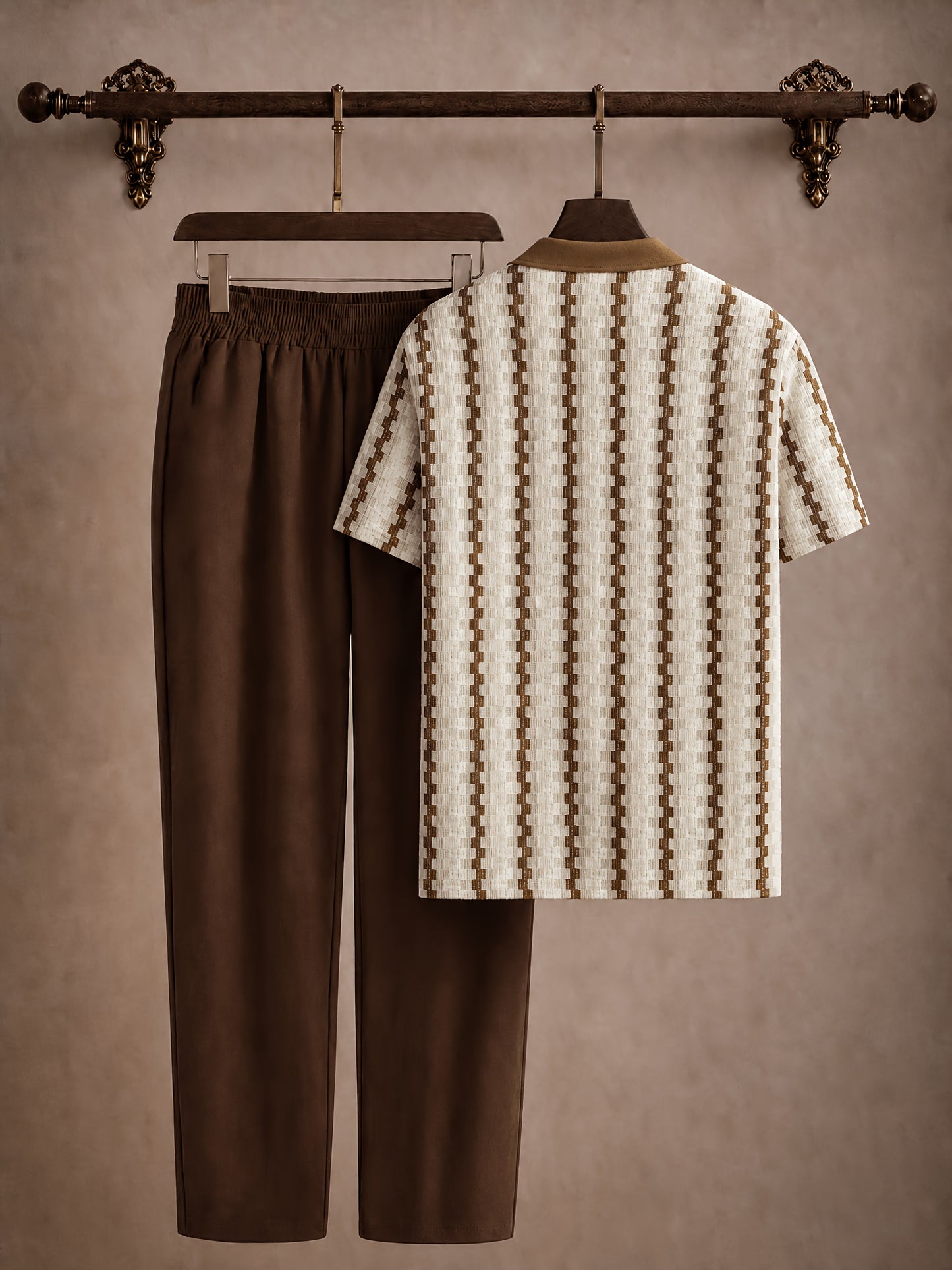 Men's Casual Summer Polo Shirt & Drawstring Pants Set