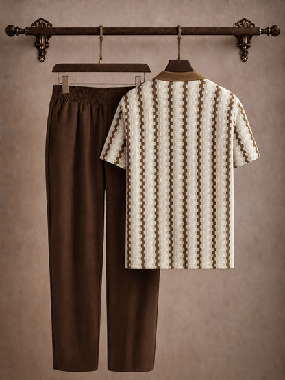 Men's Casual Summer Polo Shirt & Drawstring Pants Set