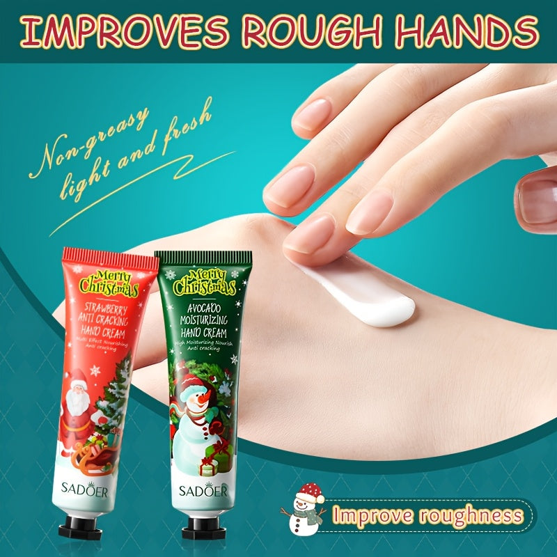 8pcs SADOER Christmas Hand Cream & Lip Balm Gift Set - Moisturizing, Softening, Brightening, and Dry Light Care with Glycerin, Hyaluronic Acid, and Plant-Based Squalane - Ideal for All Light Types, Festive Holiday Packaging,