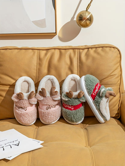 Նոր հողաթափեր ձմեռային զույգերի համար. Տնային մորթուց պատրաստված, խիտ, տան համար նախատեսված հակասահքային, տաք, լուռ փափուկ հողաթափեր տղամարդկանց և կանանց տան Սուրբ Ծննդյան տոների համար