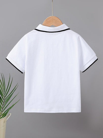Kids' Summer Polo Shirts with Bird Patterns, Cotton Blend