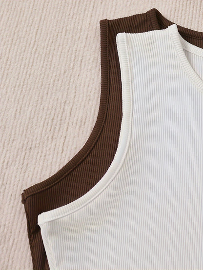 2 Packs Solid Crew Neck Tank Top, Elegant Sleeveless Asymmetrical Tank Top For Every Day, Women's Clothing