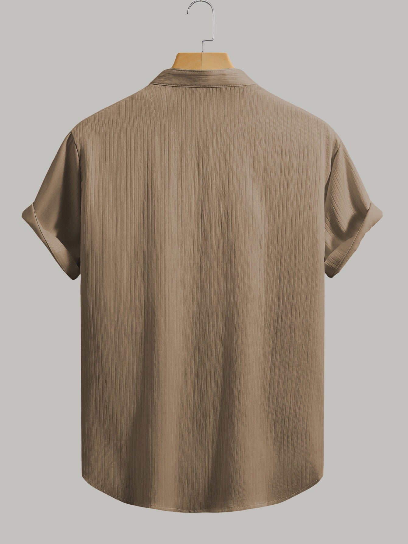 Men's Summer Casual Set: Mandarin Collar Shirt & Black Pants
