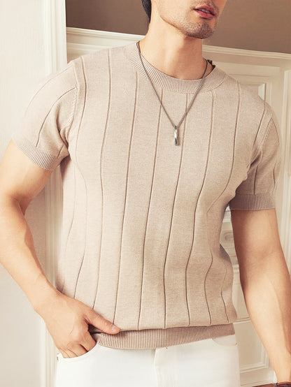 Men's Summer Viscose Knit Short-Sleeve Crew Neck T-Shirt