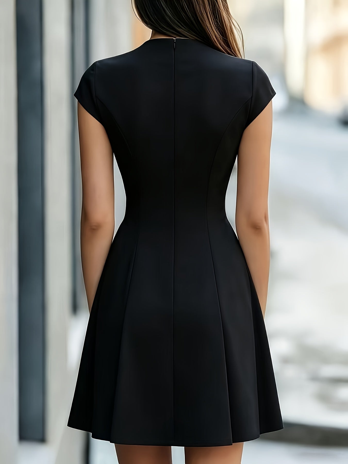 Women's Fitted Waist-Cinching Mini Dress with Belted A-Line Style
