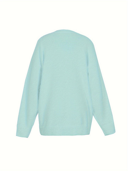 Մեծ չափս - Կանացի հարմարավետ դեղին V-ձև օձիքով սվիտեր՝ մարգարիտ կոճակներով և բրդյա եզրերով թևքերով - Ասիմետրիկ եզր, երկրաչափական նախշ, առօրյա ձմեռային սվիտեր առօրյա հագուստի համար, Ձմեռային հագուստ | V-ձև օձիքով սվիտեր | Մարգարիտ կոճակների մանրամասներ, Sw