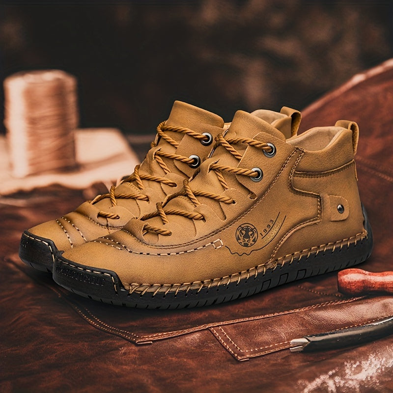 Men's Casual Hand-Stitched Rubber Sole Lace-Up Shoes