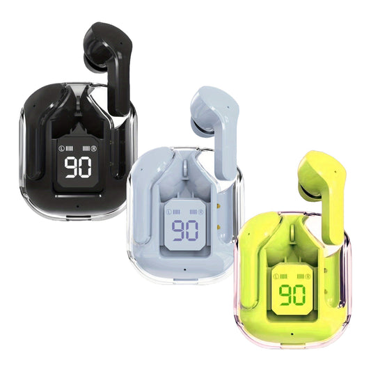 Wireless TWS Headphones Transparent Case Headphones with Digital Power Display Wireless Gaming Headphones