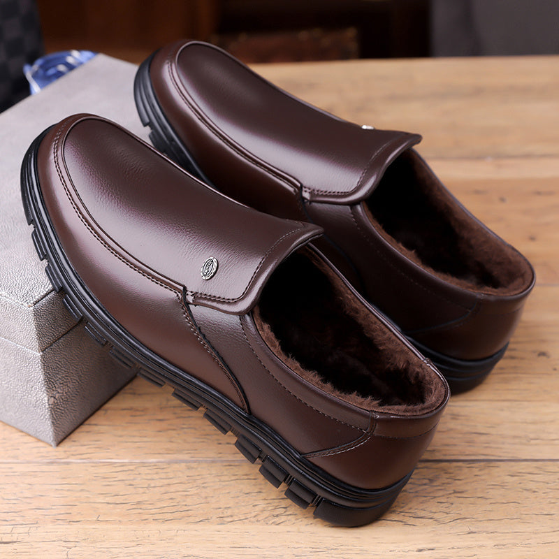 Men's Business Casual Ankle Boots, Winter Light Lined Warm Snow Boots, Slip-on High-Top Design, Versatile Footwear for Daily Office and Outdoor Walking, Non-Slip Thick Sole Walking Shoes