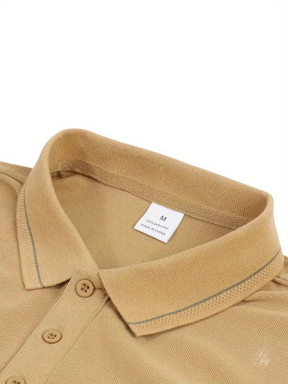 BOOS letter print, 1 premium Men's shirt, polyester fabric, regular fit, turn- collar top, summer short sleeve T-shirt, birthday gift, inner or outer wear, outdoor casual, sportswear, business casual, stylish and breathable, - ayq