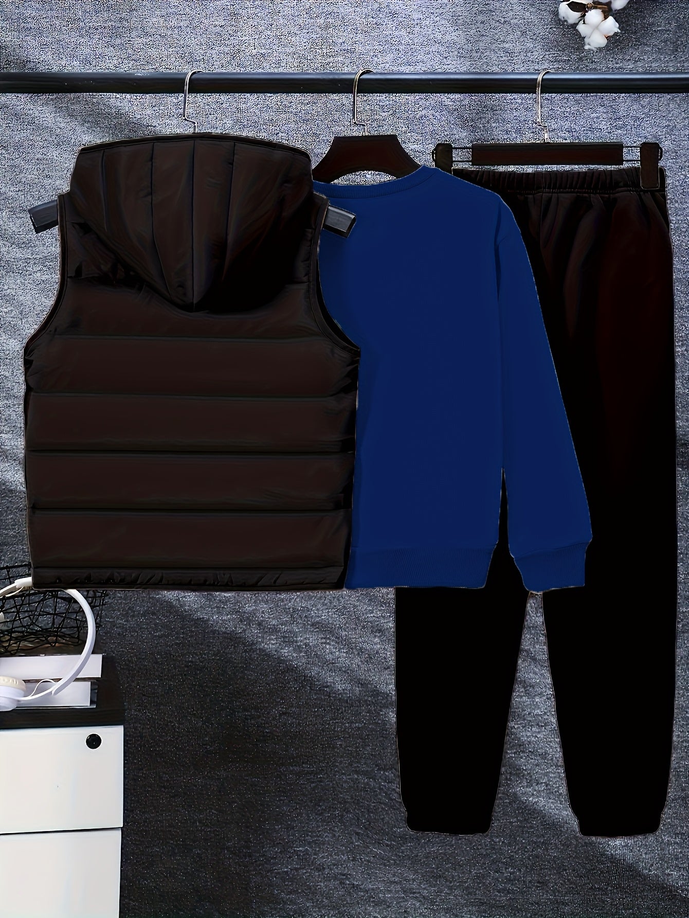 3pcs Boys' Winter Warm Uniform Set - NY Logo Lettered Jacket, Sweatshirt & Pants with Numbered Parch-Like Strips (8-12 Years) | Machine Washable 3pcs Outfit for, & Cold Weather | Non-Stretch Layered Clothing, Perfect for Outd