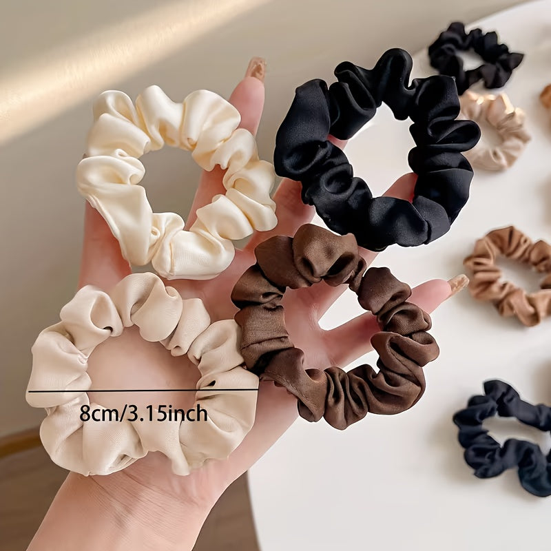 5pcs Vintage-Style Fabric Hair Ties for Women - Elastic Bands