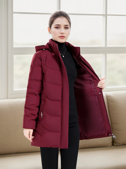 Կանացի էլեգանտ ձմեռային բաճկոն - Մազերի նման ուլունքաձև կոճակներով փակվող վերարկու, փքված չէ, ձեռքով լվացվող երկար թևքերով վերնազգեստ ցուրտ եղանակի համար (անկանոն և պաշտոնական) - սև բաճկոն առանց գոտու/պարագաների (պատրաստի կրելու), ձմեռային Ջա