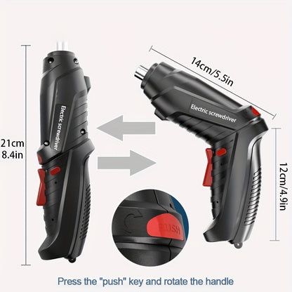 Portable Cordless Screwdriver Set, Featuring a Screw Gun And Mini Screwdriver, Designed for Electric Drill Kits. It Has an Adjustable Design, Durable Battery Life, High Torque, And Includes Various Accessories for Both Lovers
