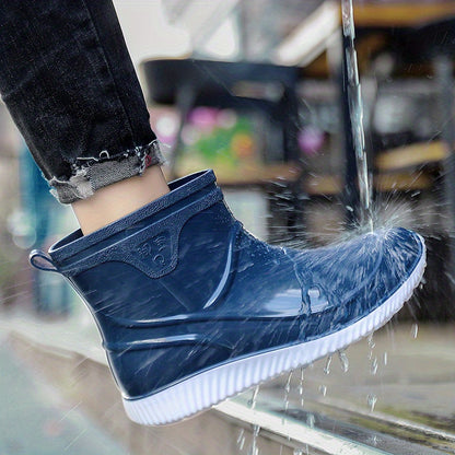 Men's Lightweight Slip-On Waterproof Outdoor Boots - All-Season PU