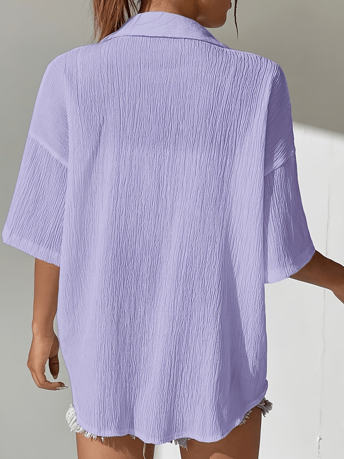 Women's Casual Solid Color Short Sleeve Polo Shirt for Summer
