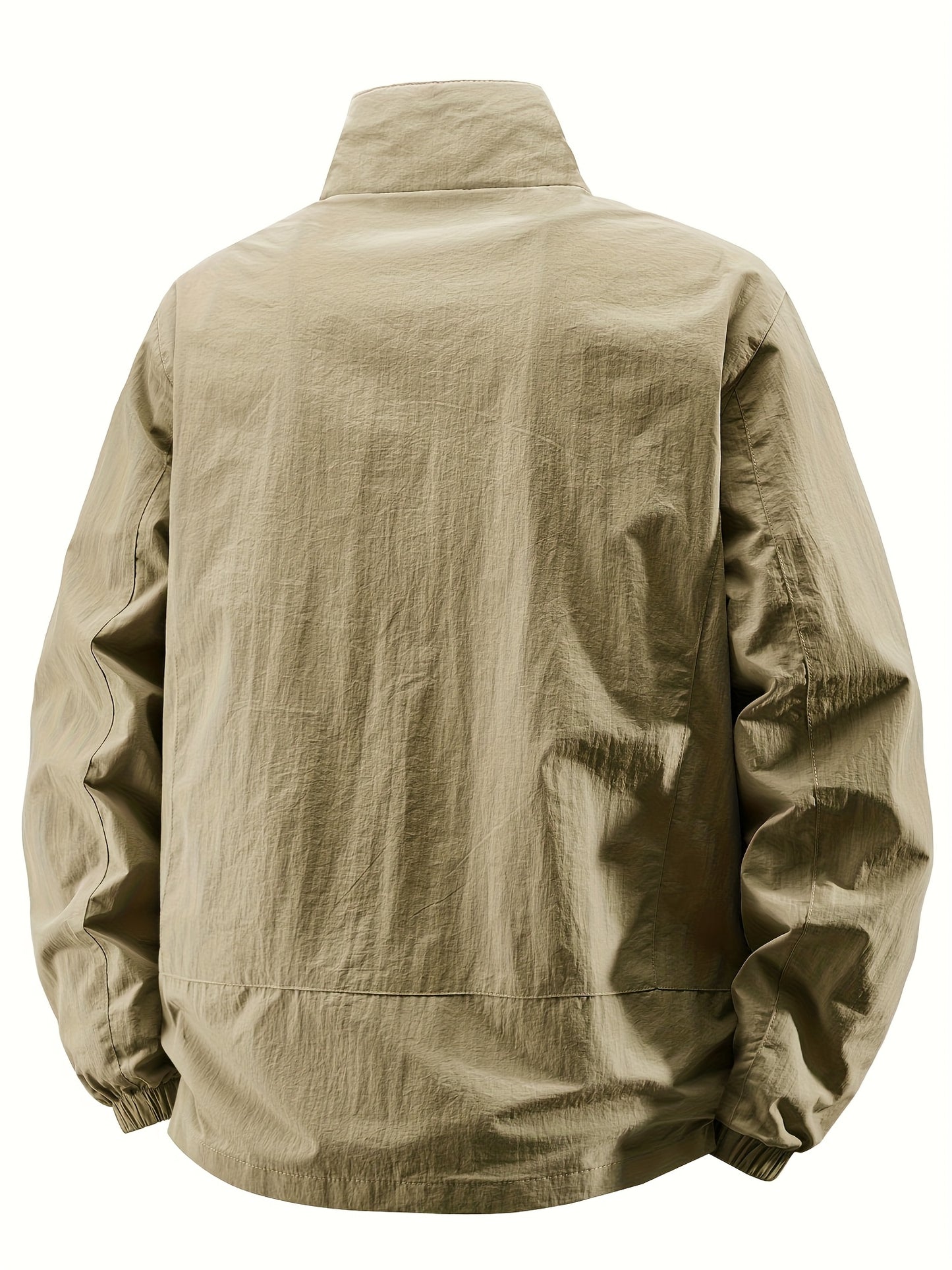 Տղամարդու ձիթապտղի կանաչ բոմբեր բաճկոն՝ կանգնած օձիքով - ամենօրյա, հարմարավետ, կայծակաճարմանդով վերնազգեստ՝ բացօթյա գործունեության համար, ամենօրյա հագուստ | Կանգնած օձիքով բաճկոն | Կայծակաճարմանդով բաճկոն