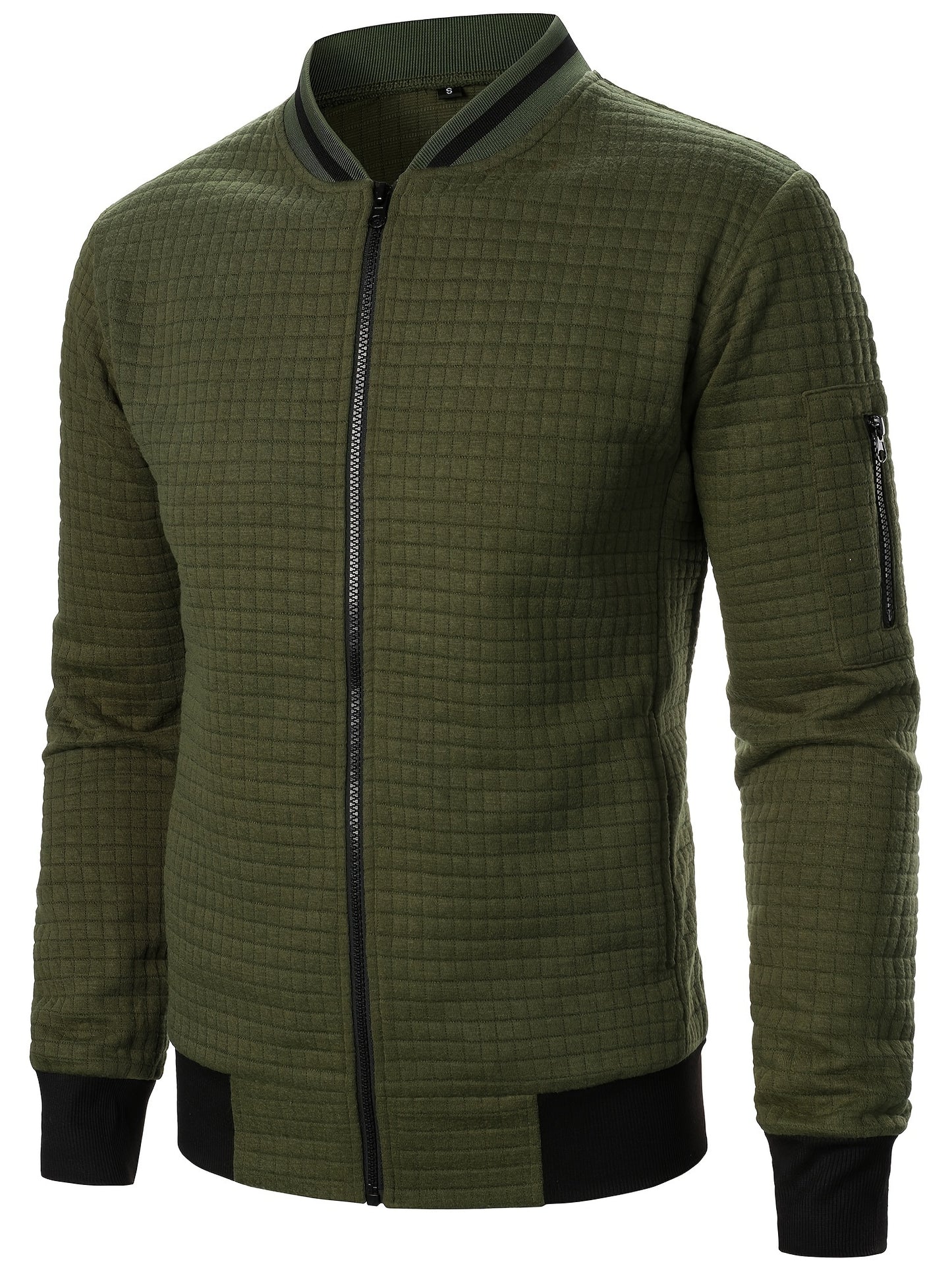 Men'S Zip-Up Jacket - Full-Zip Front Closure, Stand Collar, Lightweight Outerwear for Office, Casual & Formal Events - Spring/Fall Transitional Clothing - Easy-Care Modern Men'S Coat, Zip Up Jacket, Autumn Layering, Sleek Des