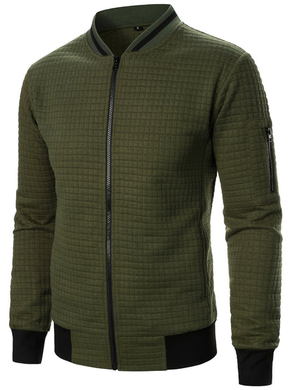 Men'S Zip-Up Jacket - Full-Zip Front Closure, Stand Collar, Lightweight Outerwear for Office, Casual & Formal Events - Spring/Fall Transitional Clothing - Easy-Care Modern Men'S Coat, Zip Up Jacket, Autumn Layering, Sleek Des