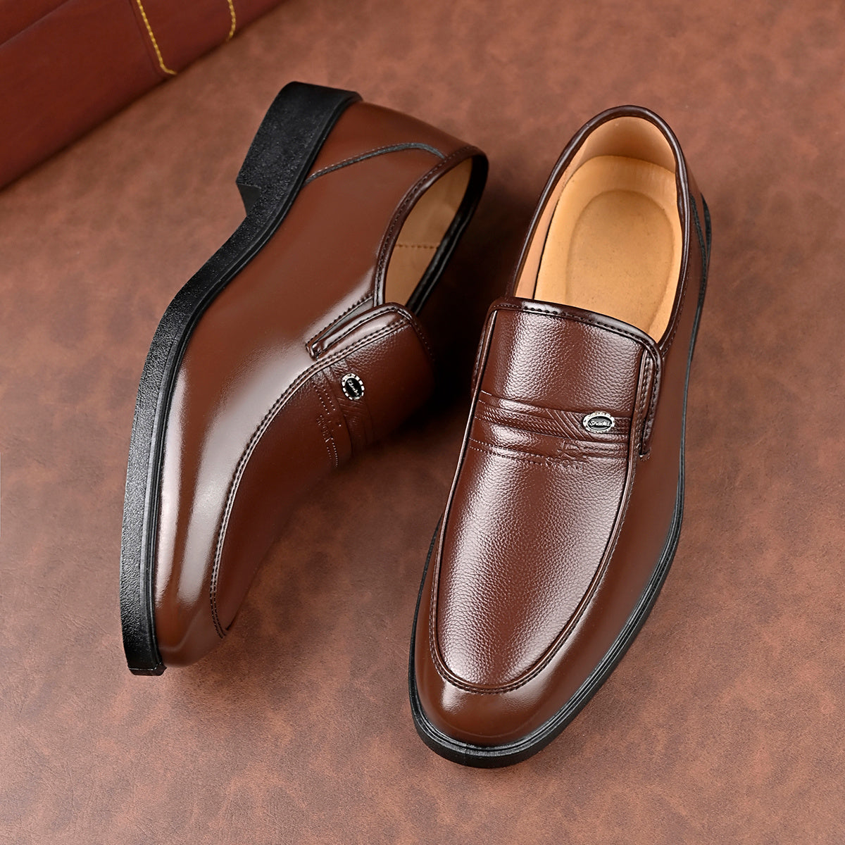 Men's Classic Business Casual Slip-On Loafers with Rubber Sole