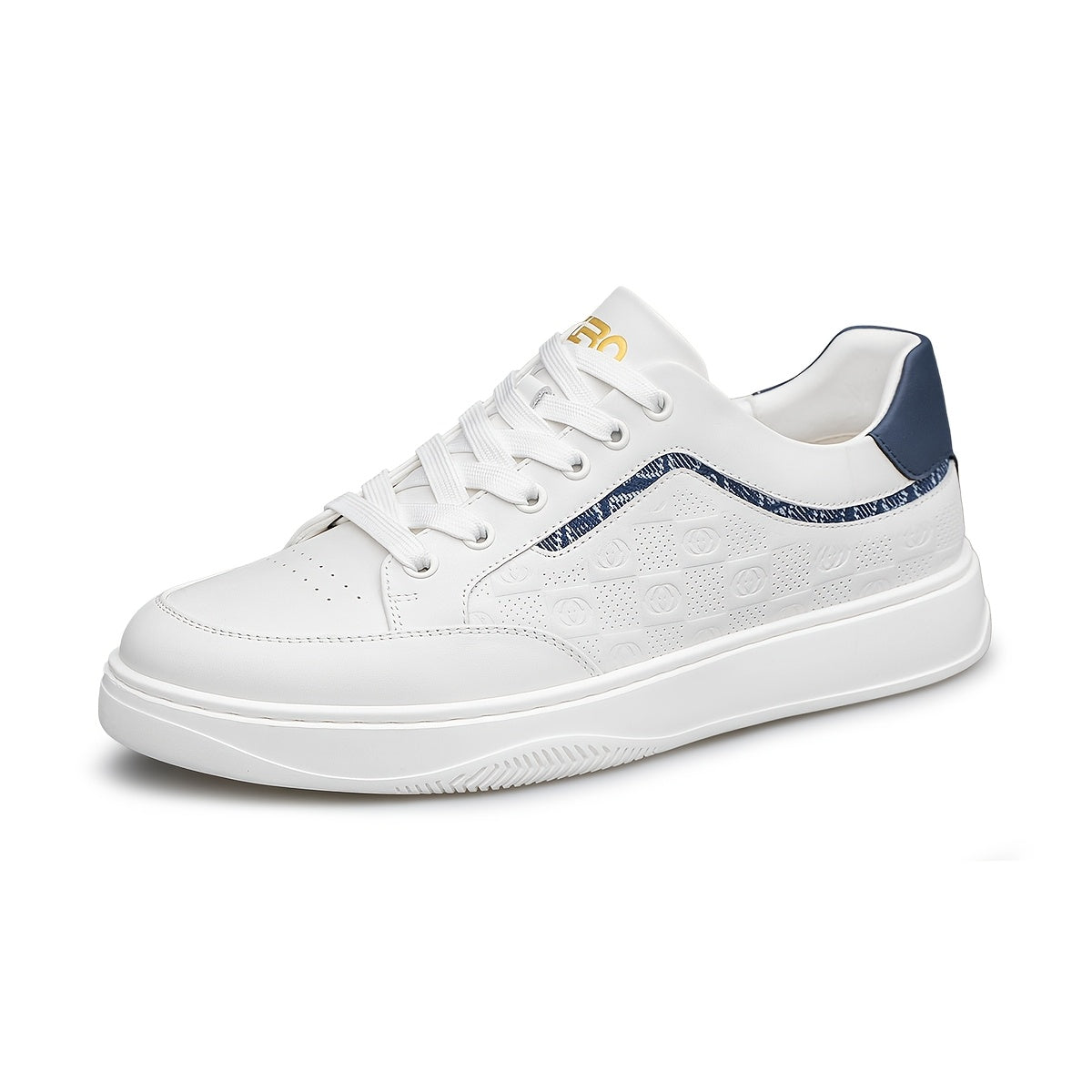 Men's White Cowhide Leather Sneakers Lightweight Casual Style