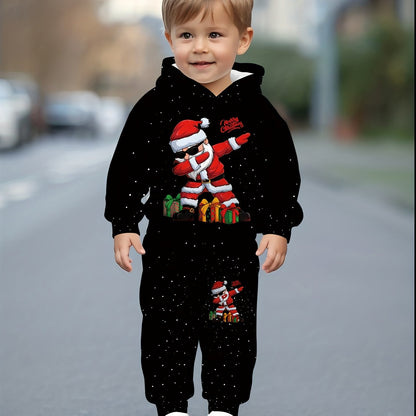 Unisex Hooded Sweatshirt Set, Santa Claus 3D Digital Printing Spring Autumn Casual Comfortable Pullover Cartoon Fashion Cute Outfit. Essential for Daily Wear and Sports Activities with Breathable Stretch Fabric Suitable from