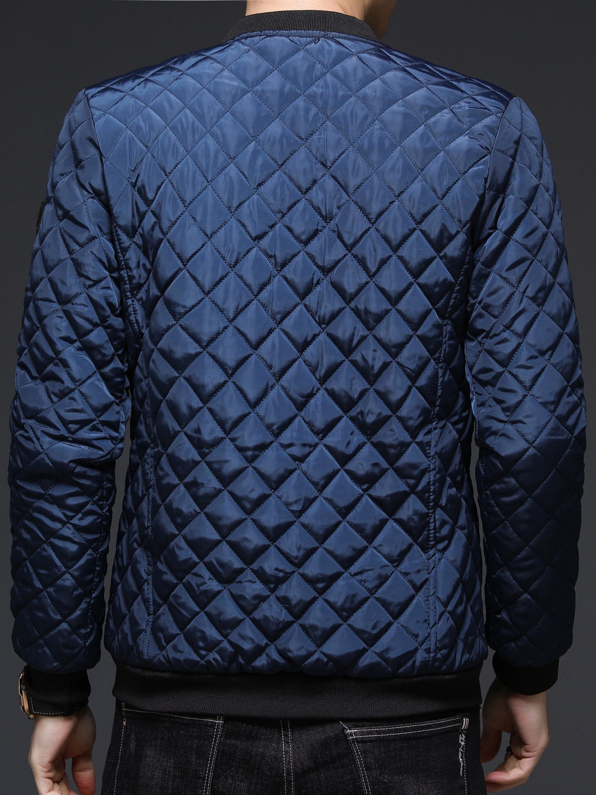 Men's Casual Fall/Winter Polyester Bomber Jacket with Baseball Collar