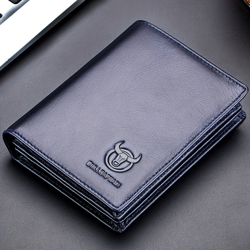 A Lightweight Men'S Leather Wallet Designed for Casual Use, Featuring a Compact Bi-Fold Style, Ample Space for , a Passport Compartment, Multiple Card Slots, And a Storage Pouch for Tickets And - ayq