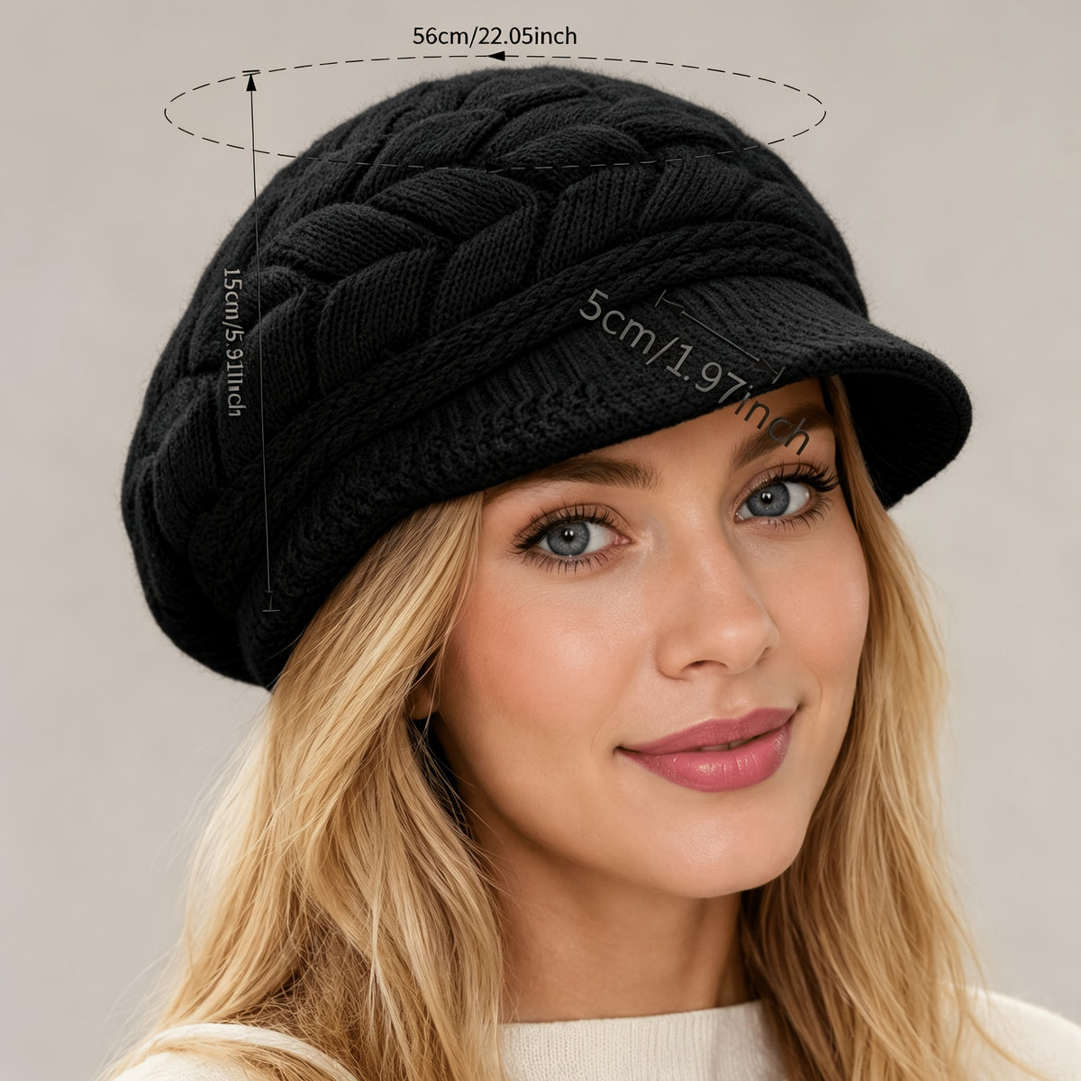 Vintage Knit Polyester Beret for All-Season Casual Wear