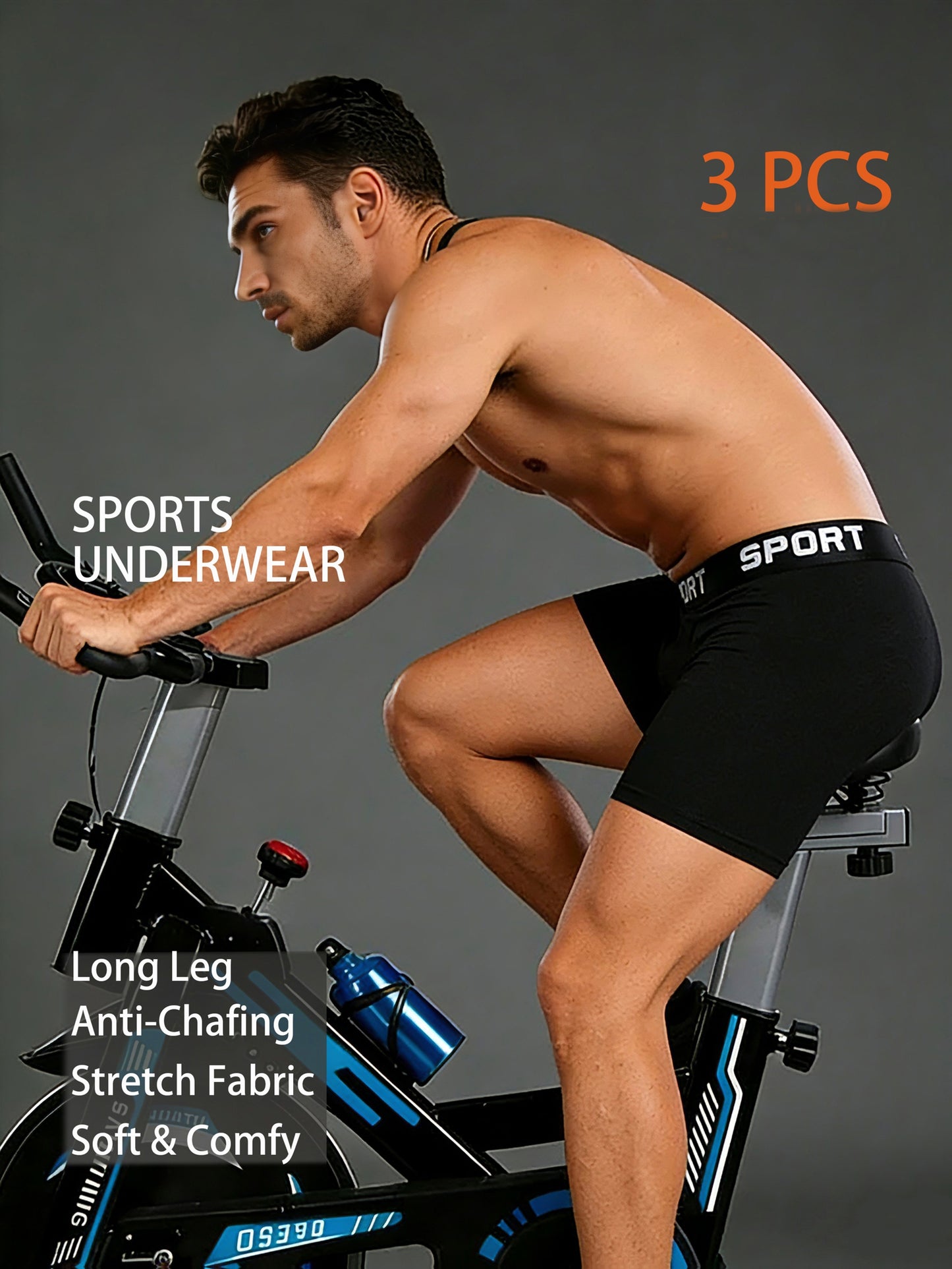 Men's Quick-Dry Athletic Boxer Briefs - Moisture Wicking 3-Pack