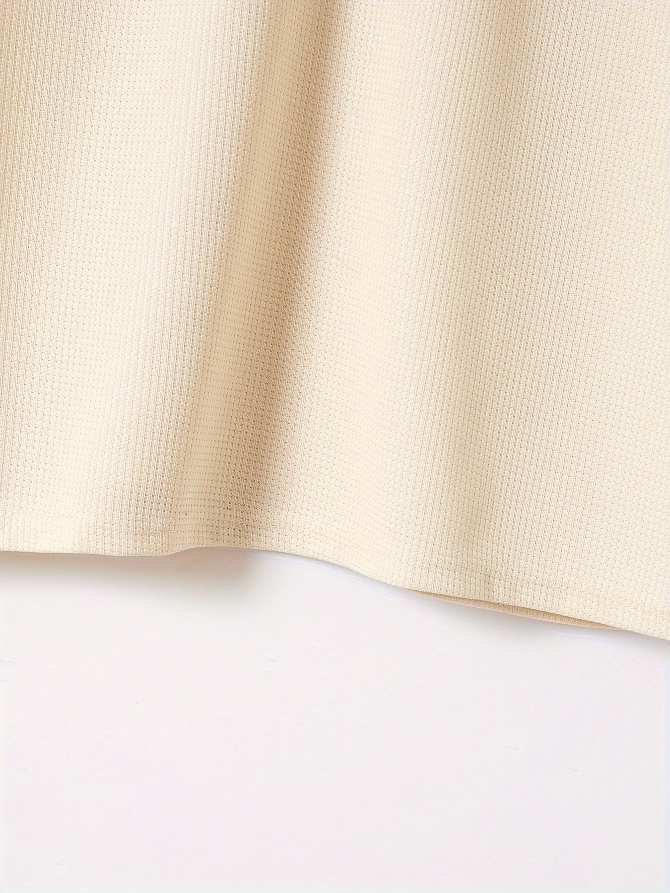 Men's Solid Waffle Stand Collar Short Sleeve Golf Shirts, Casual Style Slight Stretch Regular Fit Summer Tops, Summer Golf Shirts