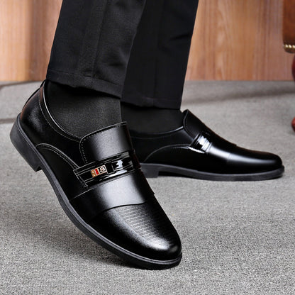Men's Black PU Loafers British Style Slip-On Dress Shoes